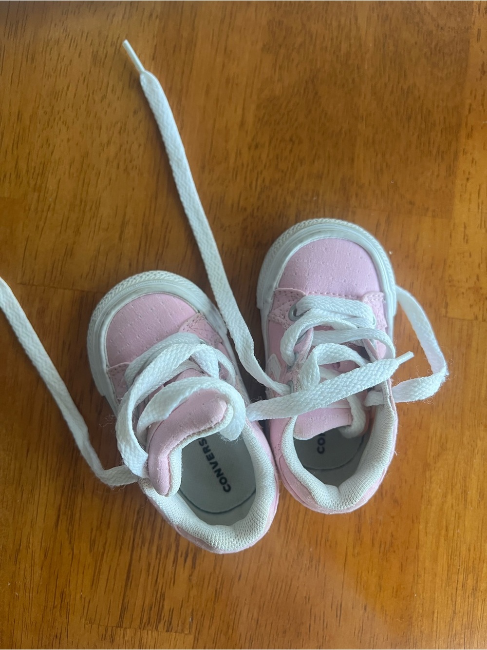ADORABLE! Converse Kids Pink and White Lace-Up Sneakers